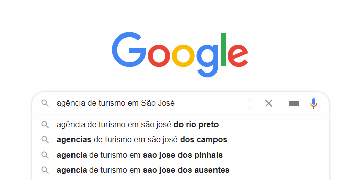 Pesquisa no Google sobre agência de turismo em São José dos Campos