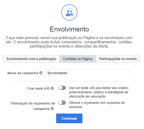 Criar Campanha no Facebook - Passo 1.1