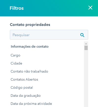 Filtros para segmentar contatos